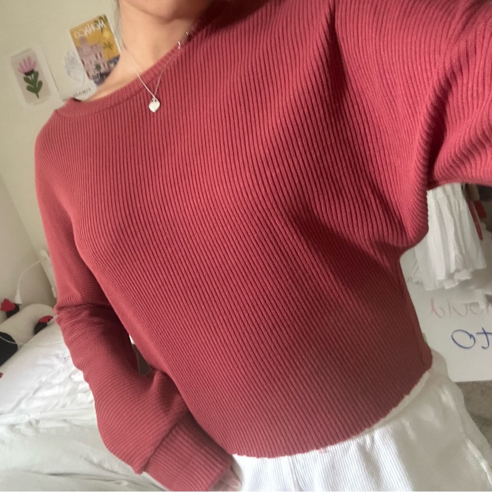 Tilly’s Sky and Sparrow Burgundy Ribbed Long Sleeve Top - XS